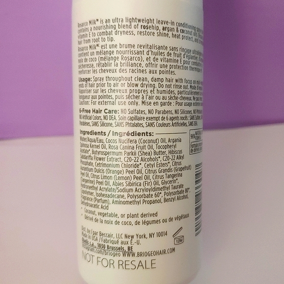 Farewell Frizz Rosarco Milk Reparative leave-in Conditioning Spray Briogeo - Picture 2 of 2